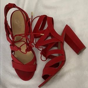 Red chunky heel